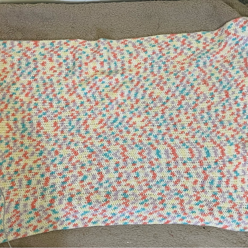 Small Colorful Crochet Baby Blanket 42x25in